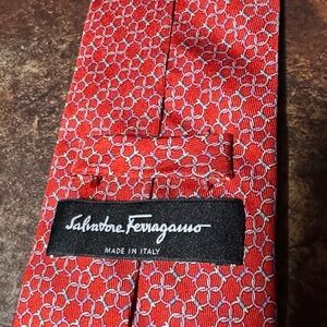 Salvatore Ferragamo Red Geometric Tie